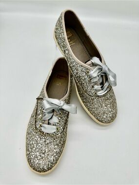 Keds Glitter Lace-Up Sneakers in Silver and Gold Tones